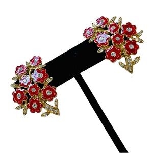 Vintage Camrose & Kross Gold Plated Floral Clip Earrings With Box